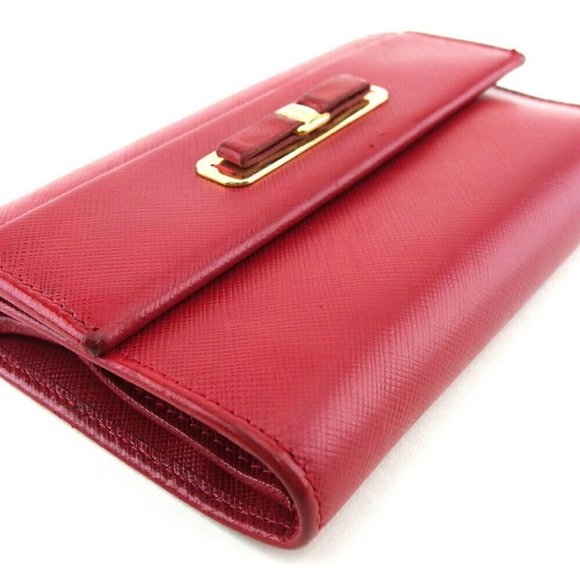 Salvatore ferragamo Three folded wallet Vara Ribbon Leather Auth Used L3574 - Picture 4 of 8